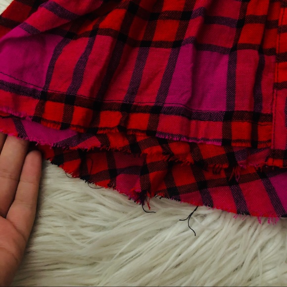 HP🎉FreePeople We the Free Red Combo Pink Pacific Plaid Flannel Top - Picture 8 of 10